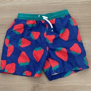 Mini Boden Strawberry Print Swim Shorts 6-7